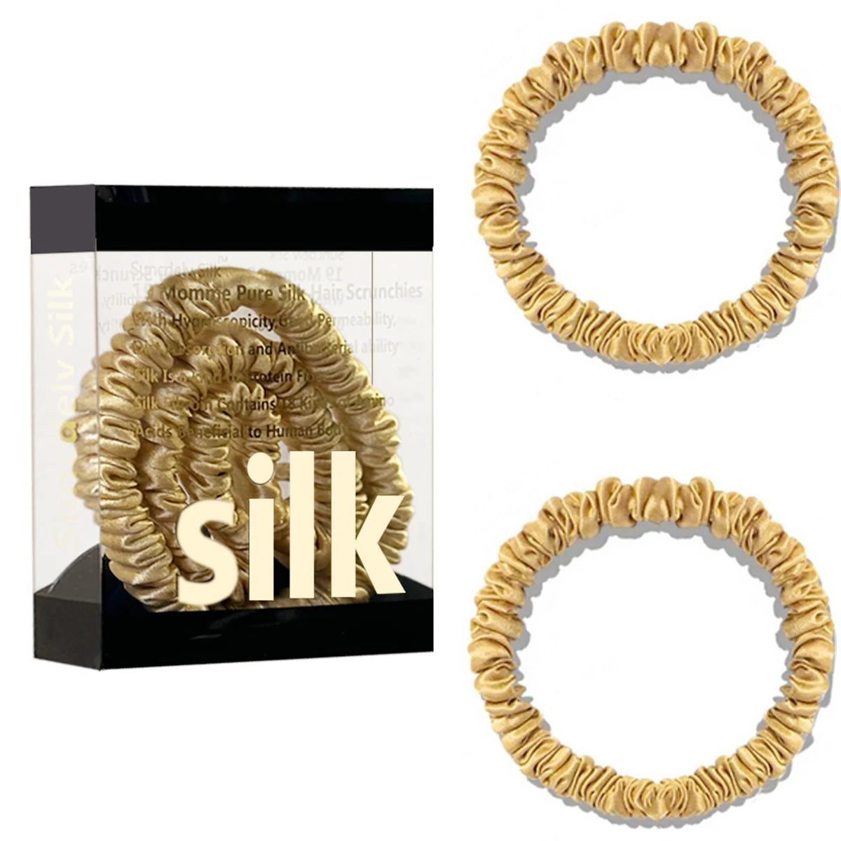 Mulberry Silk Scrunchie Gift Box – 2 Pack Real Silk Hair Ties