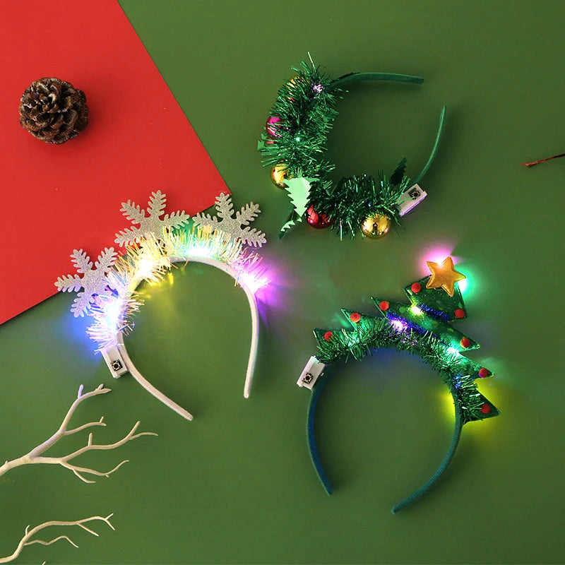 Light-Up Christmas Headband – LED Snowflake & Christmas Tree Headbands for Parties