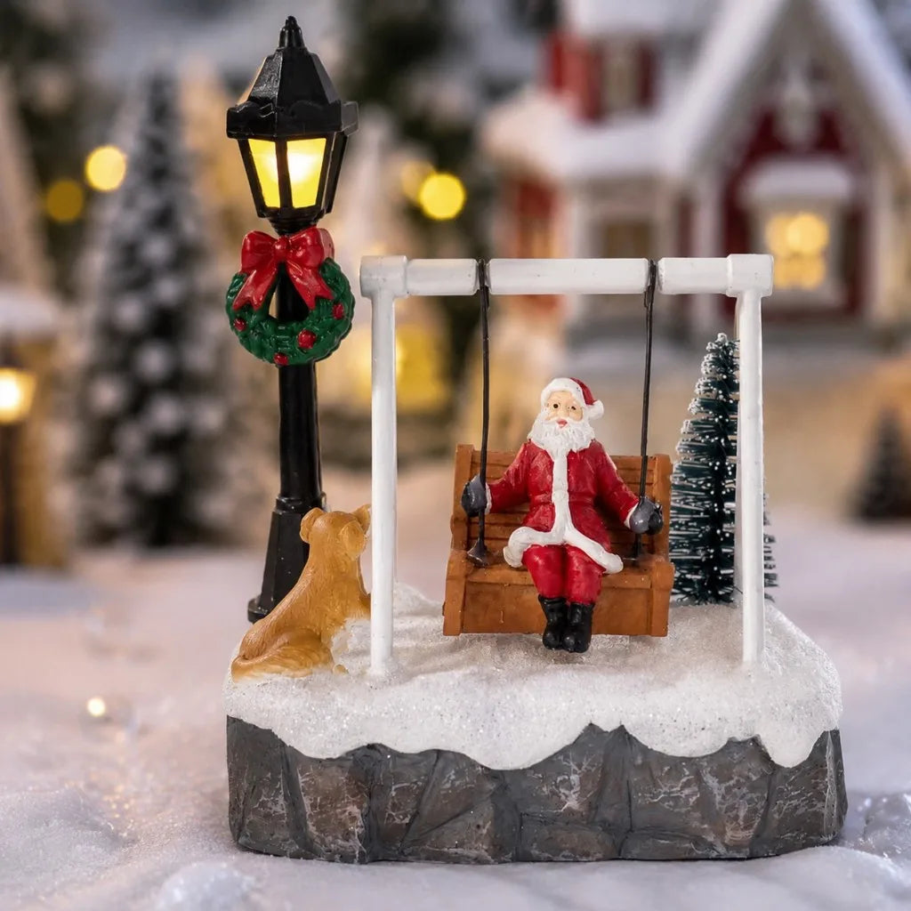 Santa swing Christmas village detail