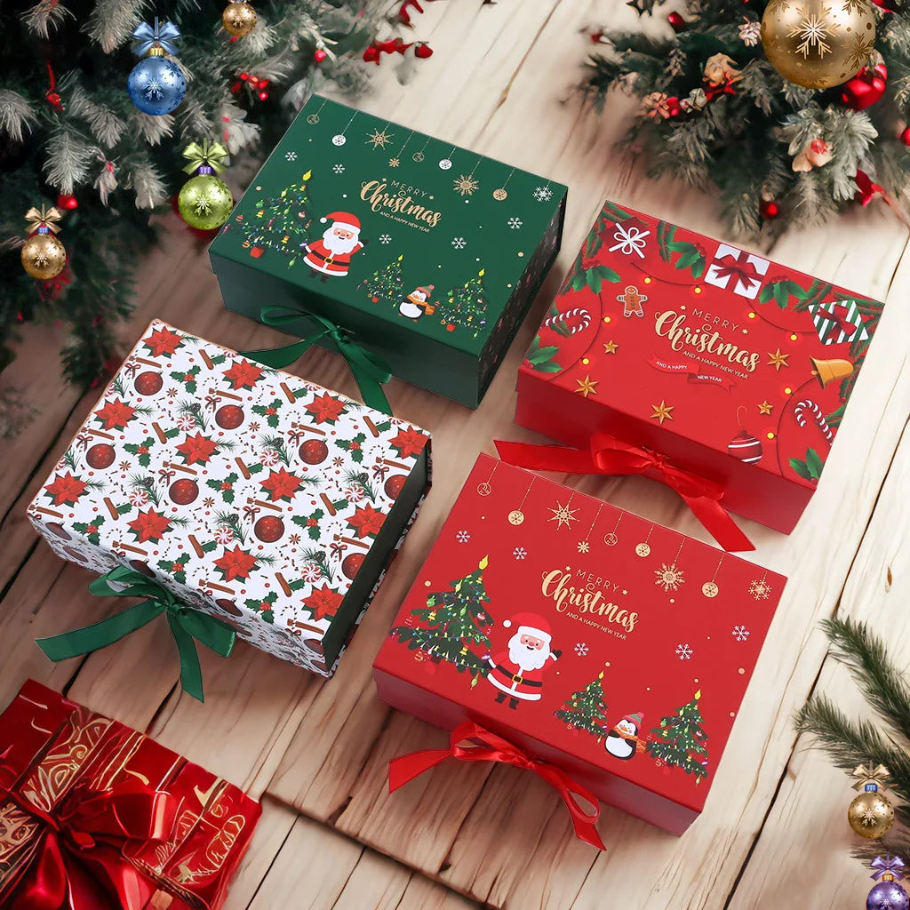 Large festive gift box open