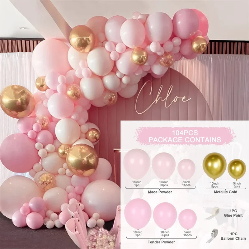 Balloon Garland Arch Kit – Pastel, Pink & Gold Party Balloon Arch for Birthdays & Baby Showers (9 Styles)
