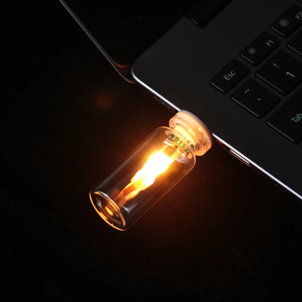 USB LED Flame Candle Light – Flickering Glass Candle Night Light