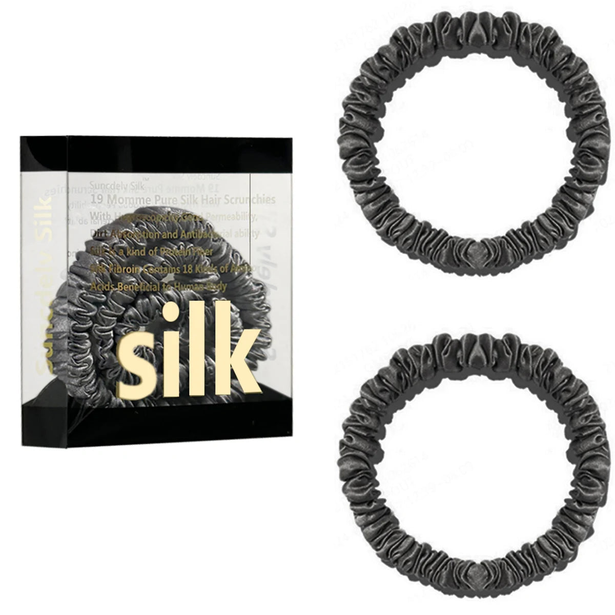 Mulberry Silk Scrunchie Gift Box – 2 Pack Real Silk Hair Ties