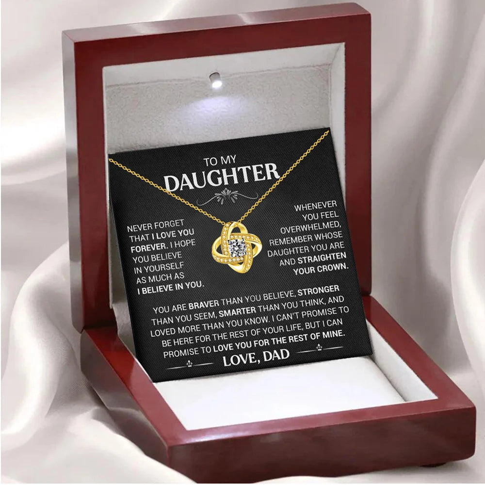 'To My Daughter' Necklace with Message Card – Heart Pendant Gift from Mum or Dad