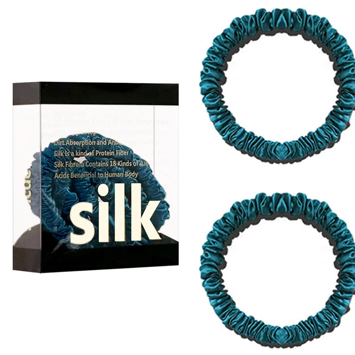 Mulberry Silk Scrunchie Gift Box – 2 Pack Real Silk Hair Ties