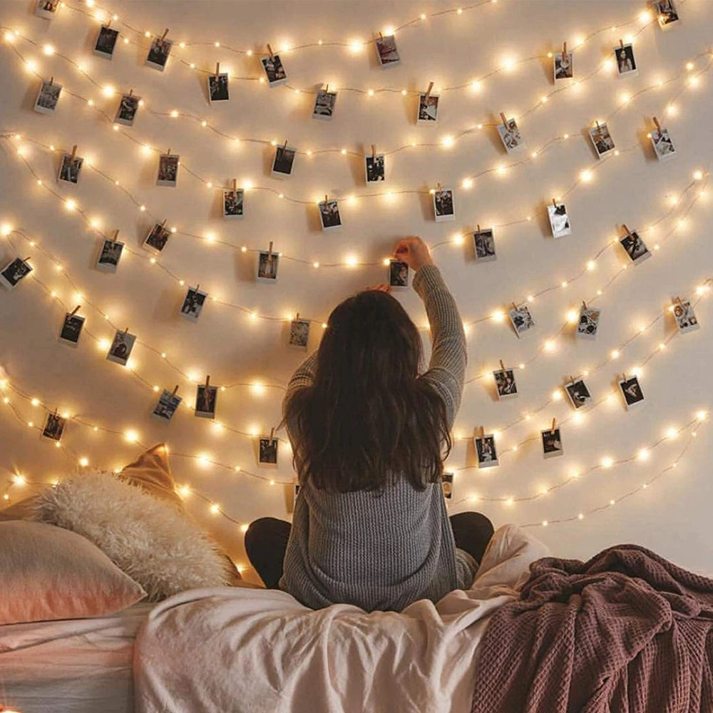 Photo Clip Fairy Lights – Warm White LED String with Clips