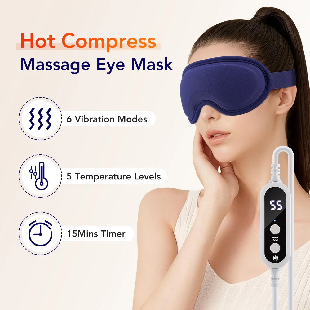 Heated Eye Massager – Steam Eye Mask with Vibration & 5 Heat Levels