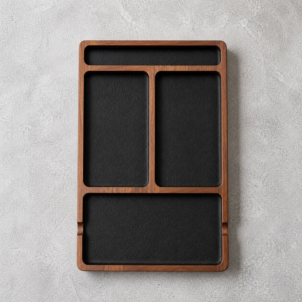 Solid Wood Desk Tray with Dividers – Phone, Keys & Earbuds Organiser
