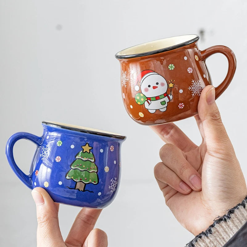 Mini Christmas Mug 150 ml – Cute Santa, Snowman & Reindeer Ceramic Cup