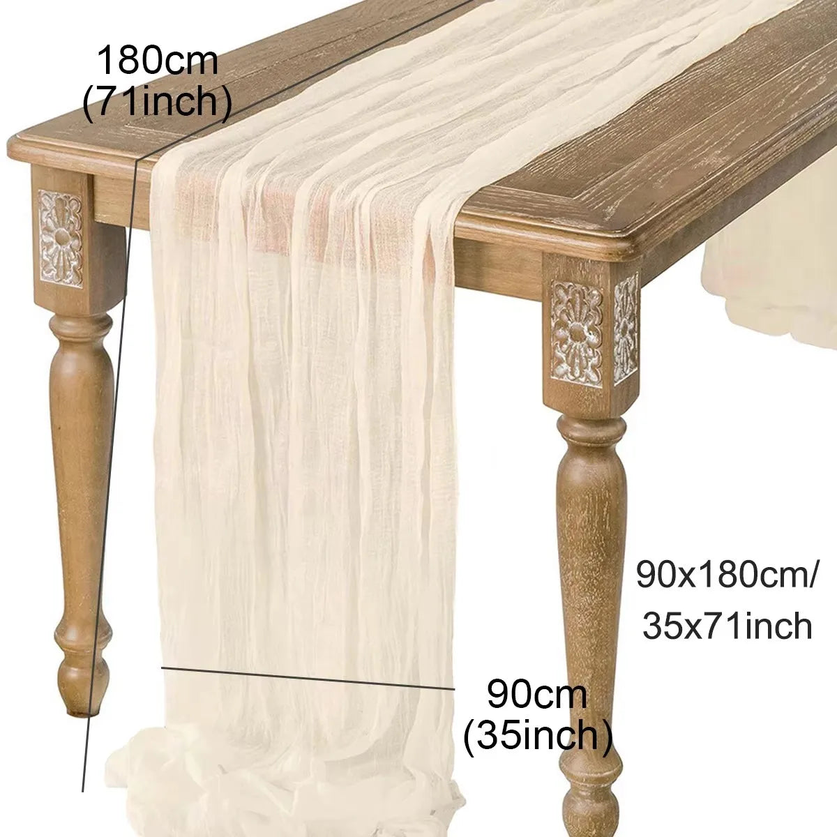 Cheesecloth Table Runner – Semi-Sheer Gauze Runner for Christmas & Weddings