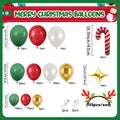 Christmas Balloon Garland Arch Kit – 111 Red, Green, Pearl White & Gold Balloons with Star & Candy Cane Foils