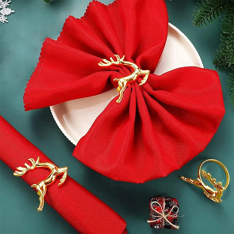 Gold reindeer napkin rings