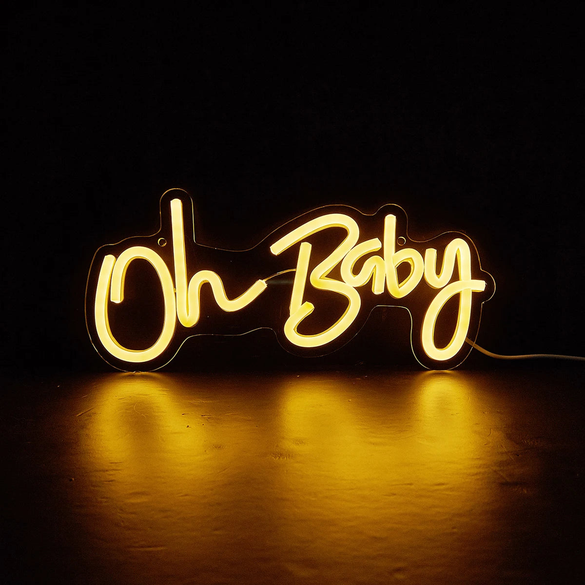 'Oh Baby' LED Neon Sign – Baby Shower & Gender Reveal Backdrop Light, USB Powered
