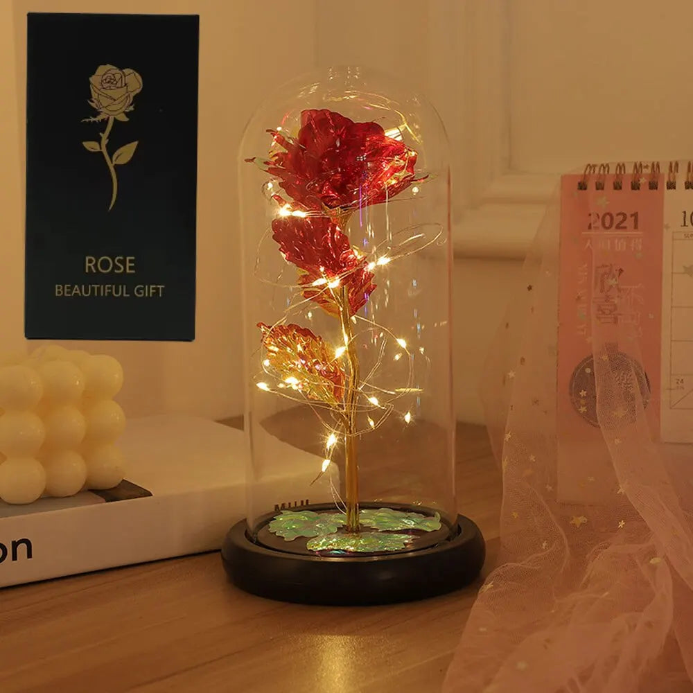 LED Galaxy Rose in Glass Dome – Light-Up Eternal Rose Gift
