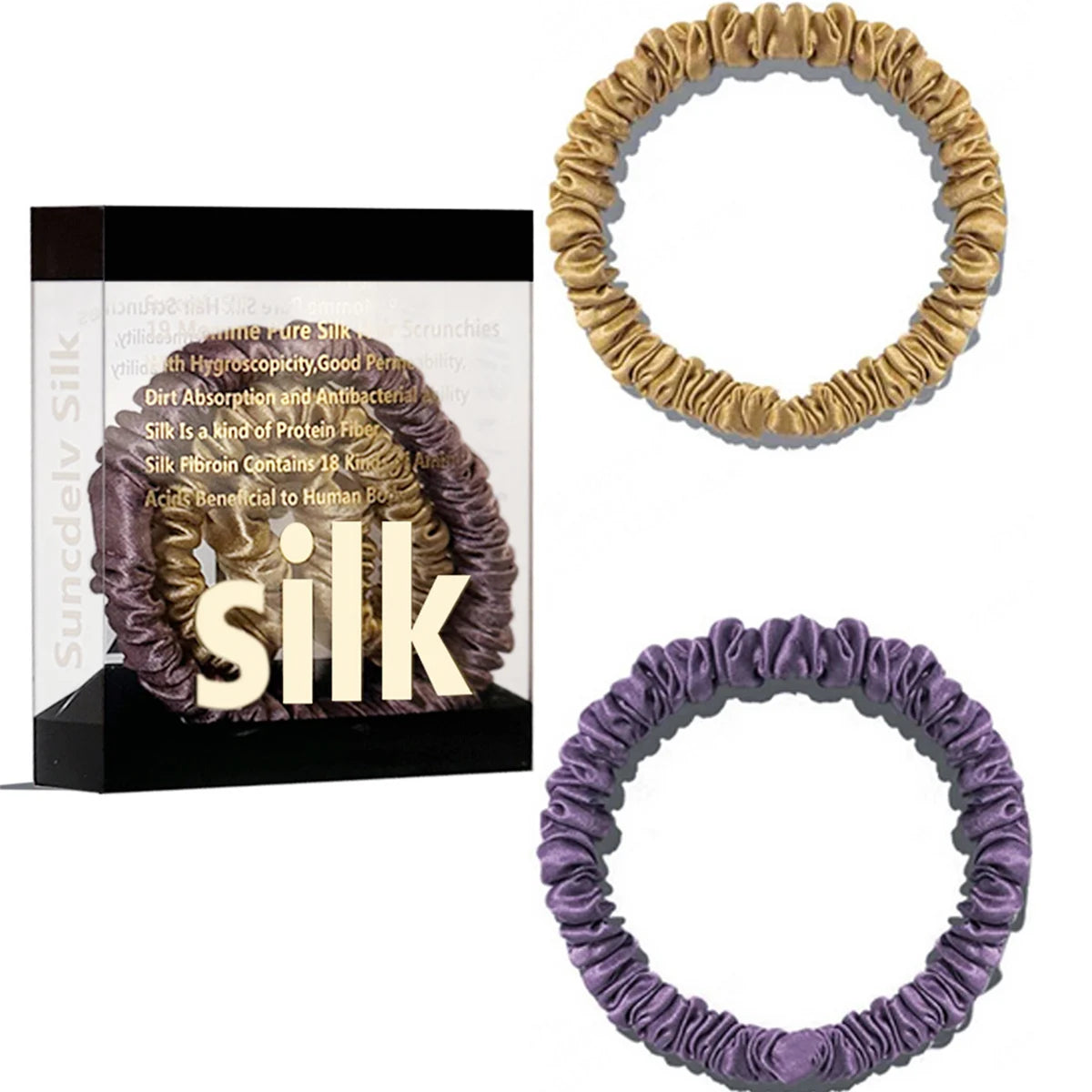 Mulberry Silk Scrunchie Gift Box – 2 Pack Real Silk Hair Ties
