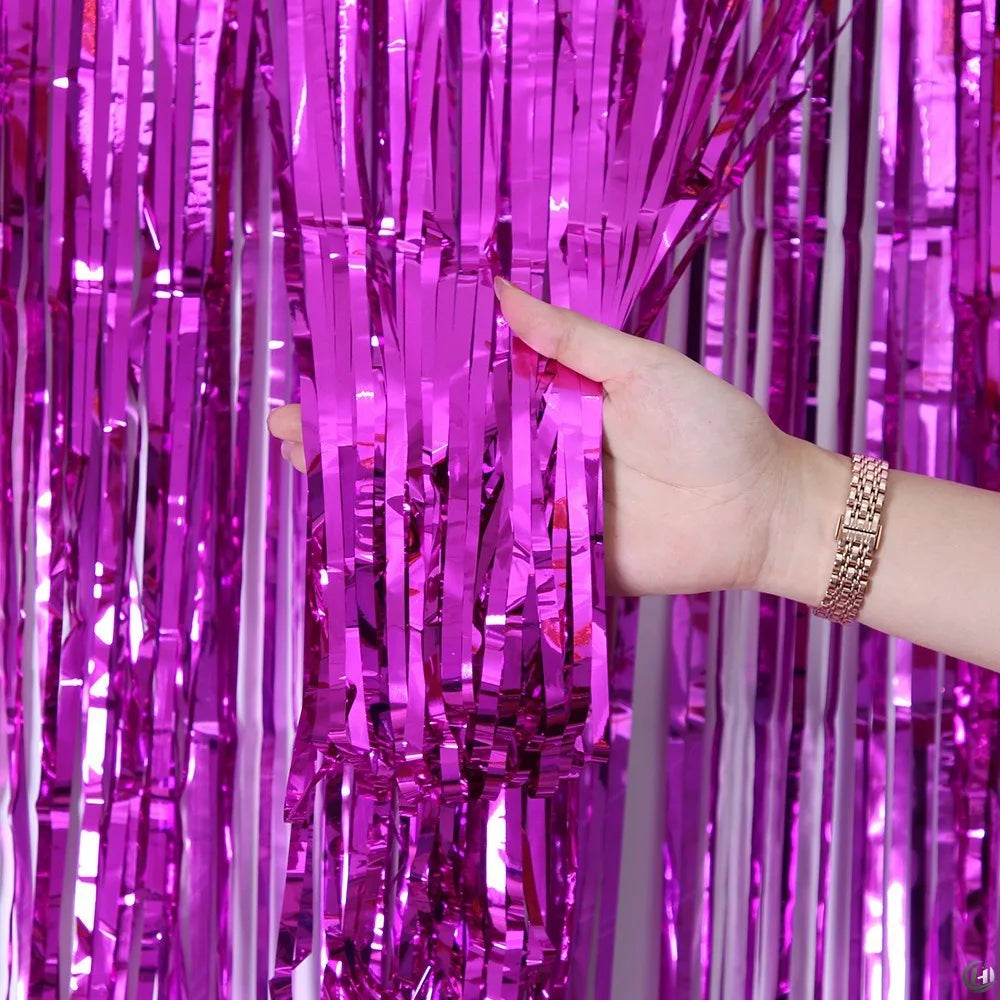 Metallic Foil Fringe Curtain – 1 x 2 m Tinsel Party Backdrop