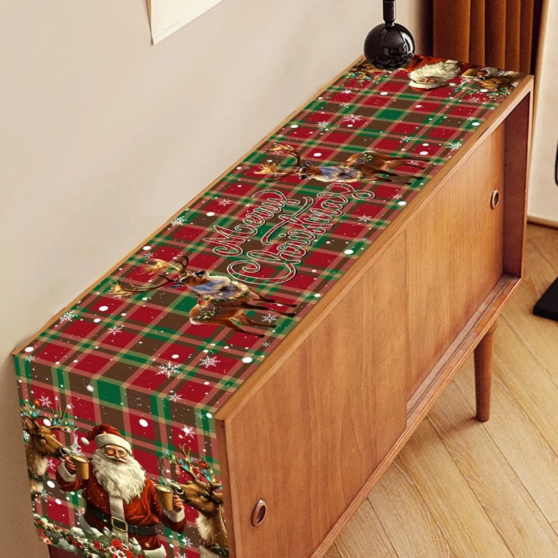 Vintage Santa Christmas Table Runner – 35 x 180 cm Festive Table Decoration (6 Designs)