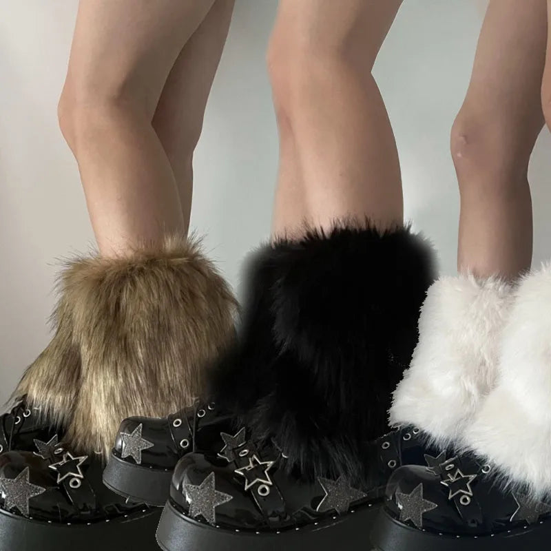 Faux fur leg warmers