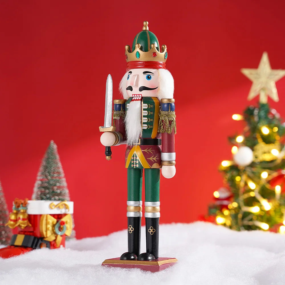 30 cm Wooden Nutcracker Soldier – Traditional Christmas Figure Decoration