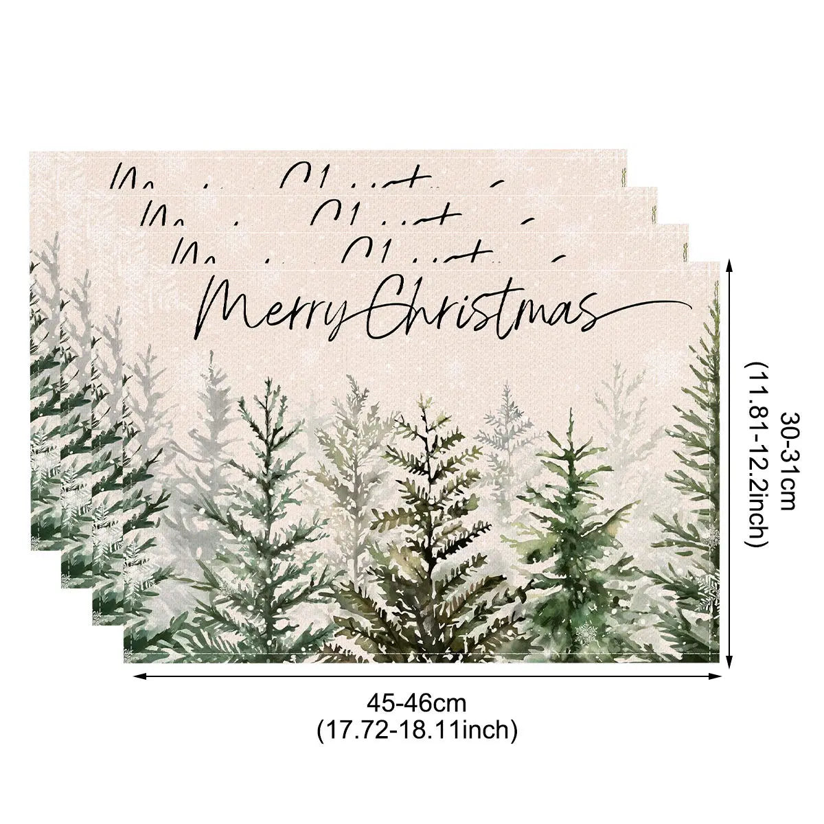 Linen Christmas Placemats – Santa & Festive Print Table Mats (1 or 4 Pack)