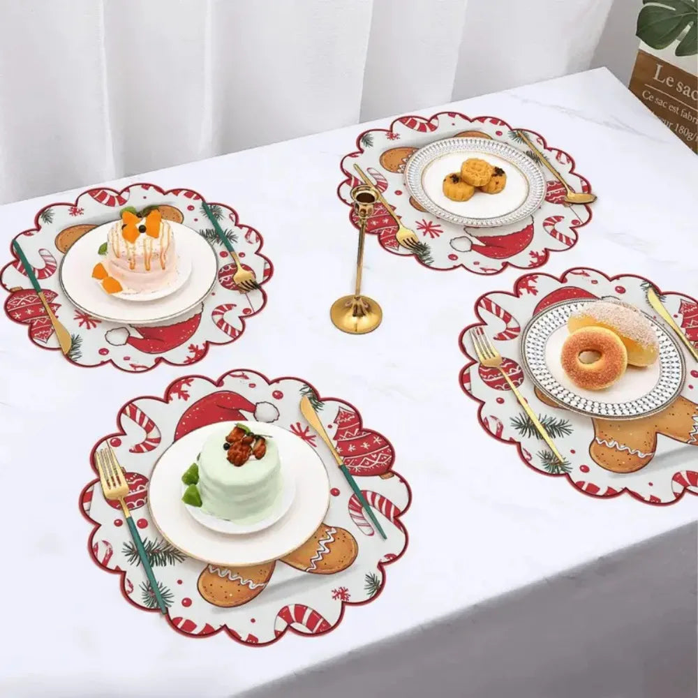 Christmas placemats on a dinner table