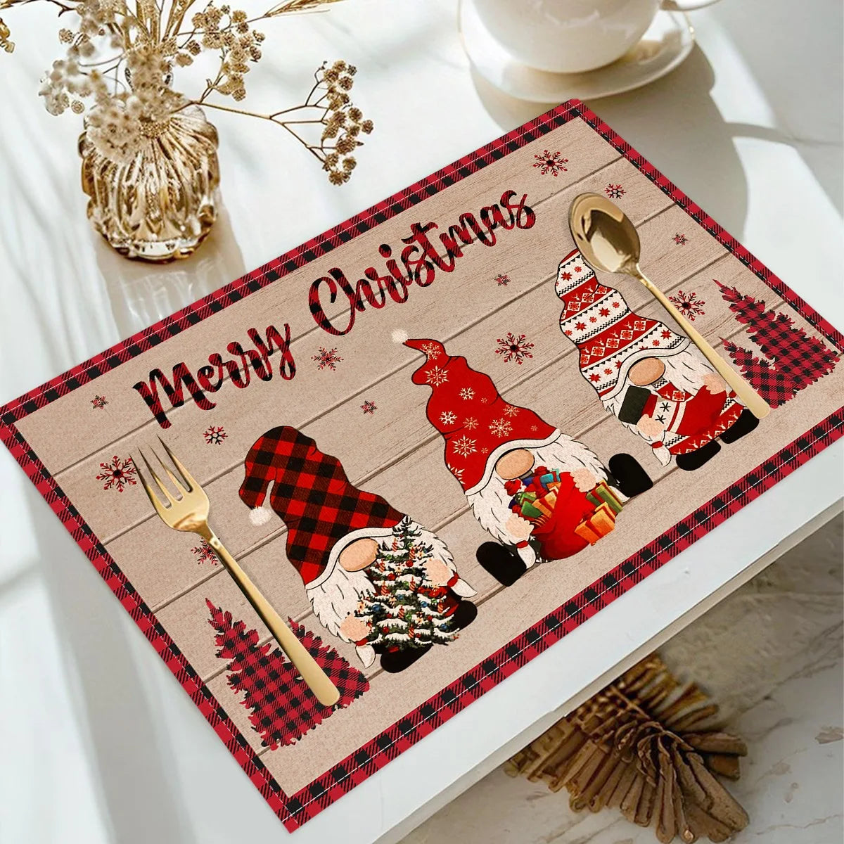 Linen Christmas placemat designs