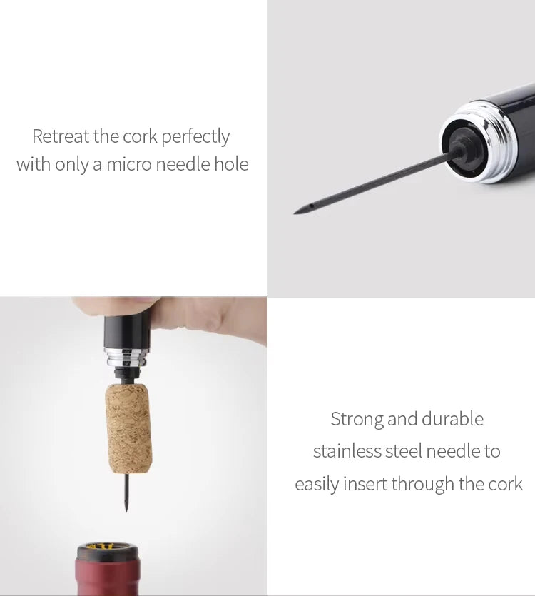 Air Pressure Wine Opener – Pump Corkscrew with Foil Cutter