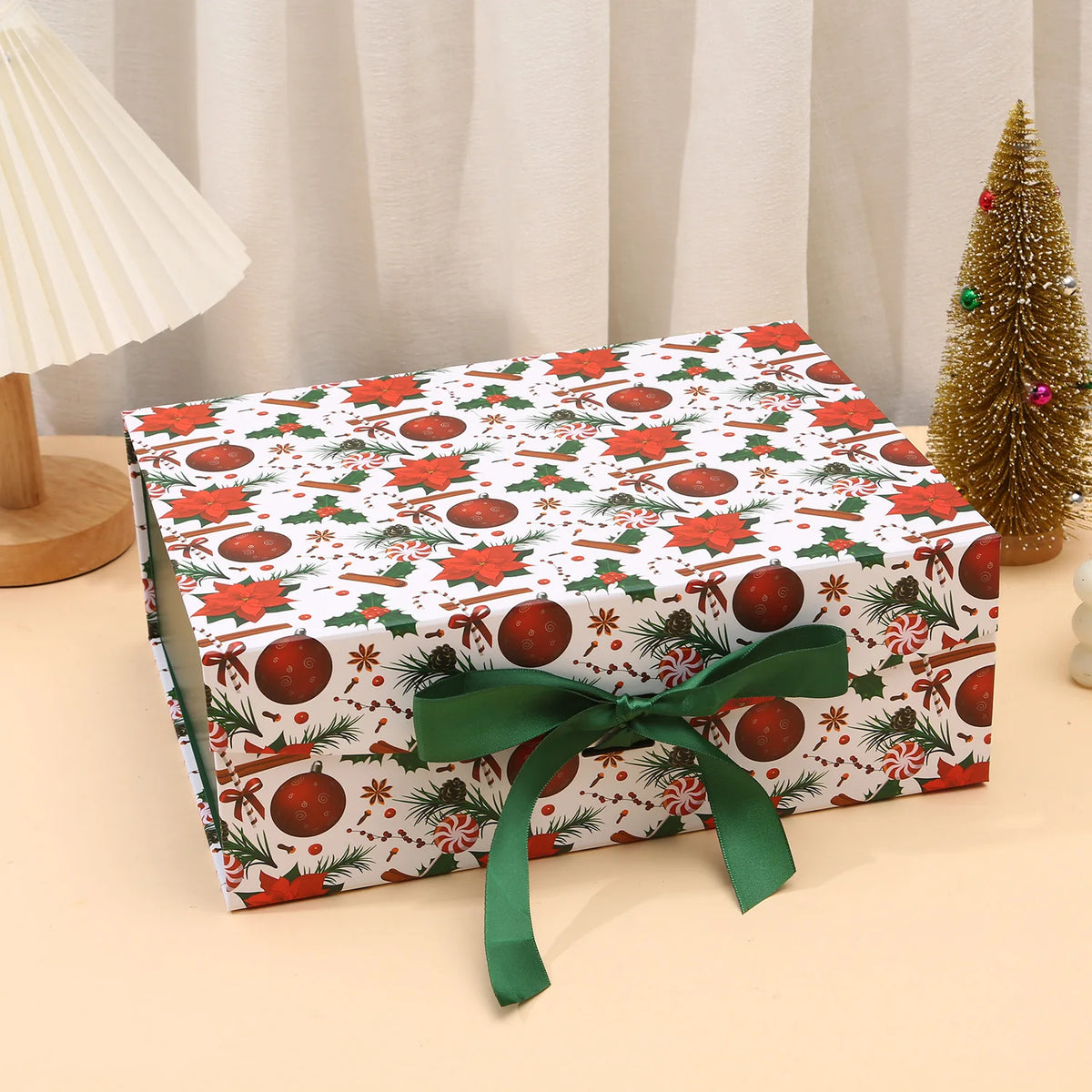 Luxury Christmas Gift Box with Magnetic Lid & Ribbon Bow – Large Festive Presentation Box
