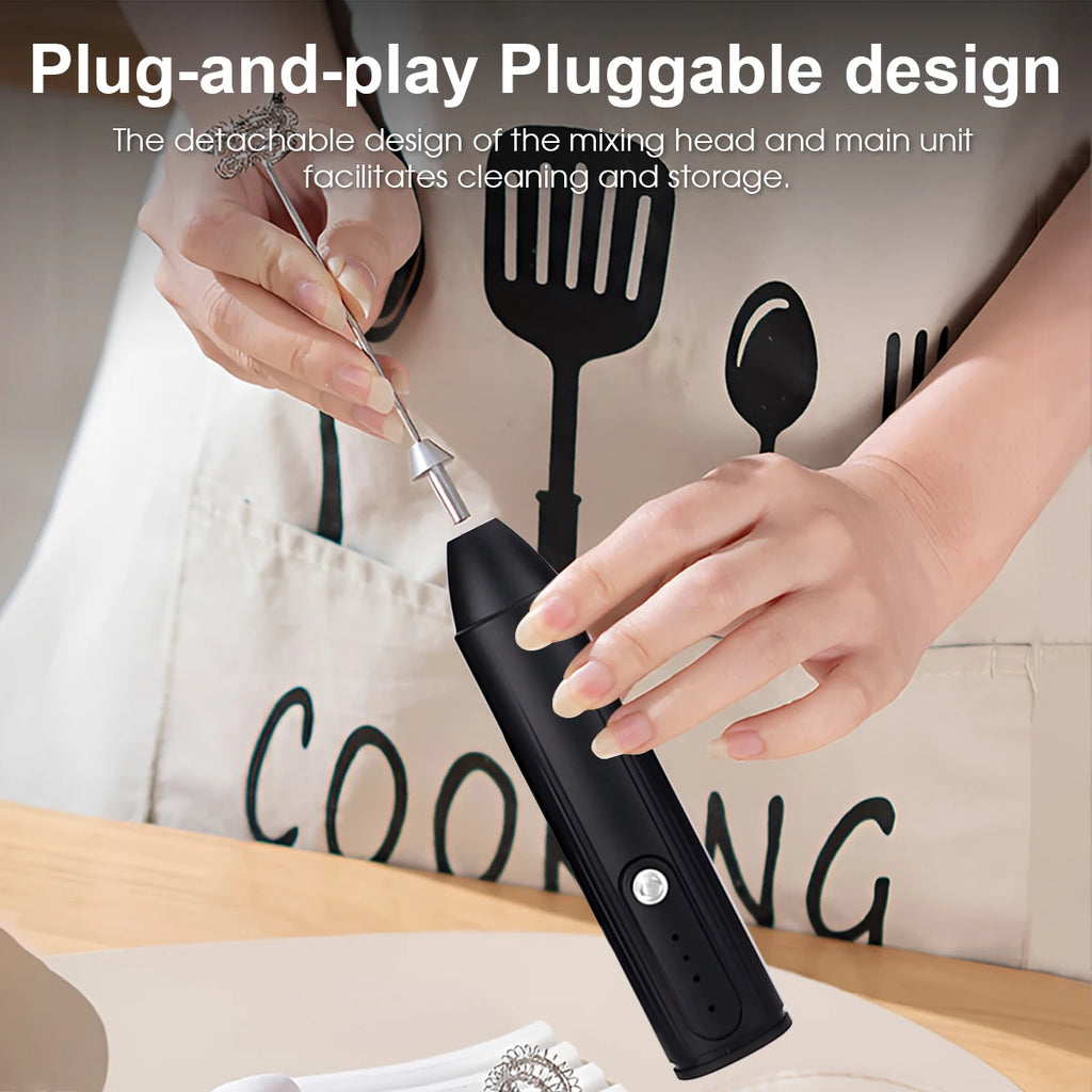 Rechargeable Milk Frother – 3-Speed Handheld Whisk