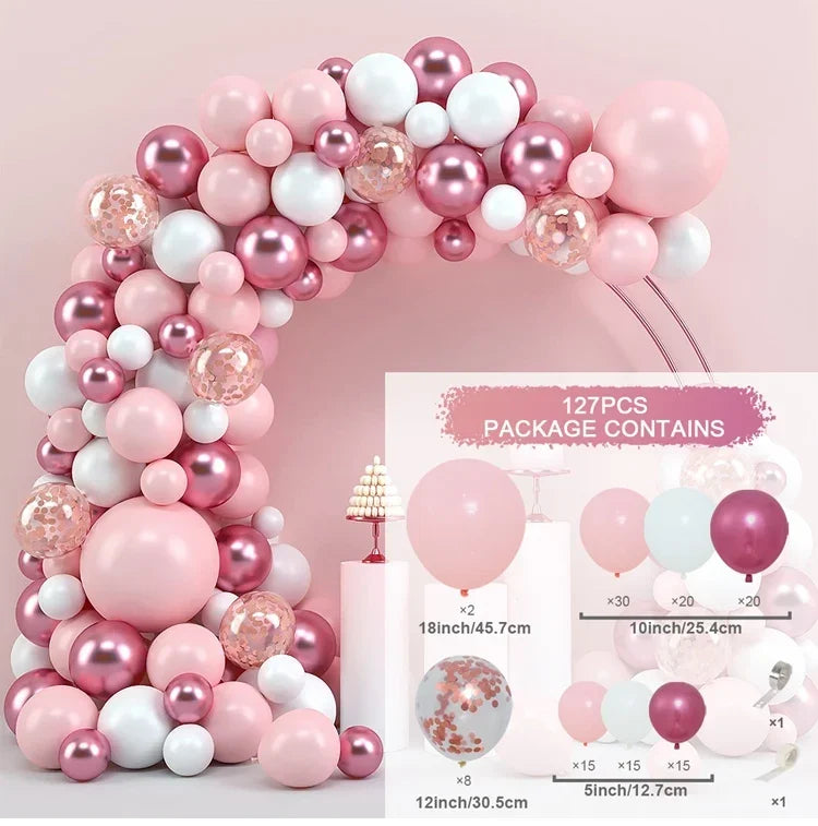Balloon Garland Arch Kit – Pastel, Pink & Gold Party Balloon Arch for Birthdays & Baby Showers (9 Styles)