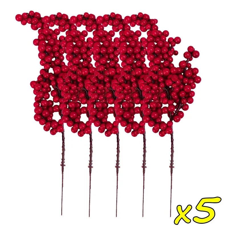 Red Holly Berry Stems – Artificial Christmas Berry Picks (1 to 50 Branches)