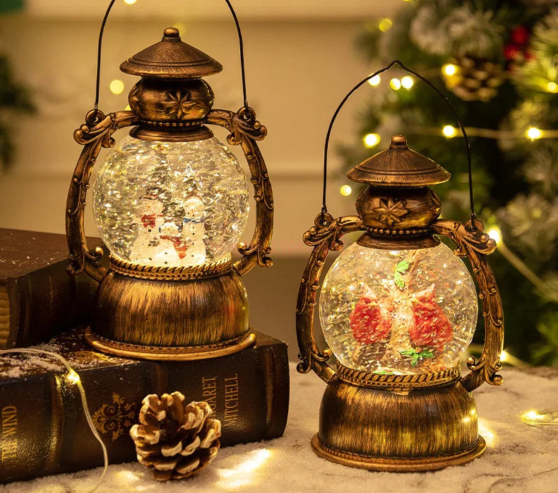 Christmas Snow Globe Lantern Music Box – Light-Up Musical Christmas Lantern, Festive Gift
