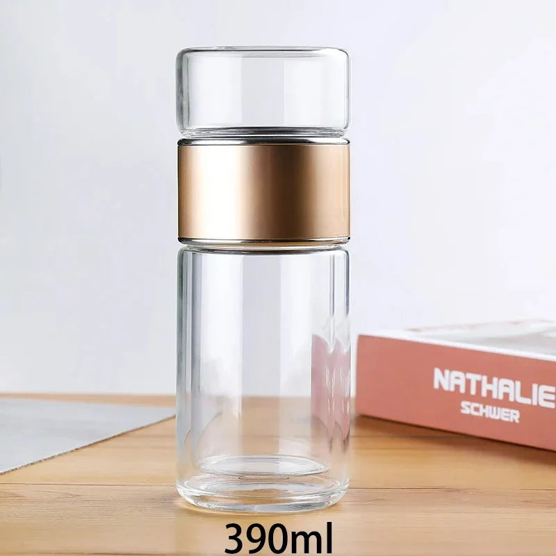 Double-Wall Glass Tea Infuser Bottle – 420ml