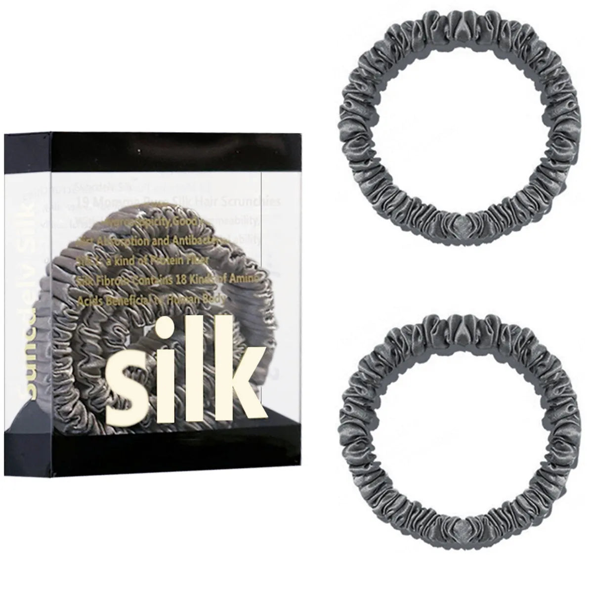 Mulberry Silk Scrunchie Gift Box – 2 Pack Real Silk Hair Ties