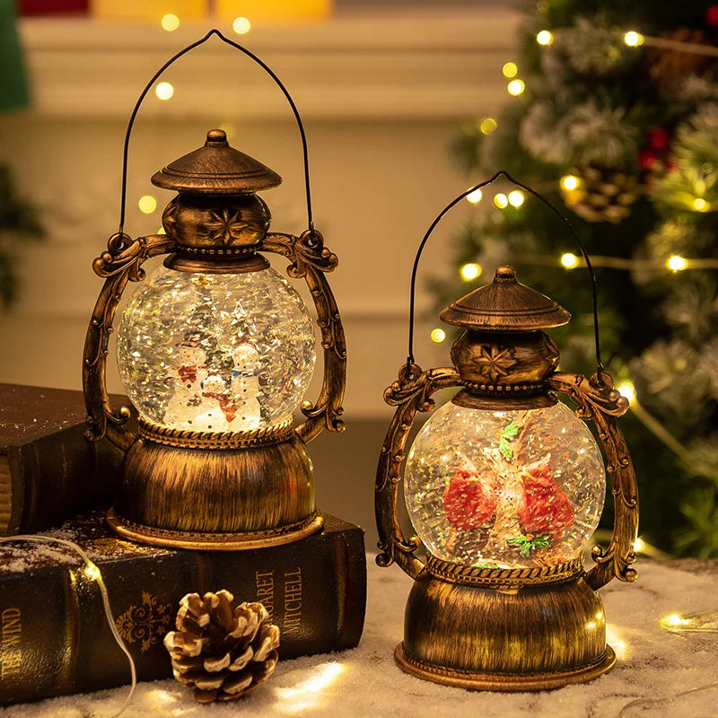 Christmas Snow Globe Lantern Music Box – Light-Up Musical Christmas Lantern, Festive Gift
