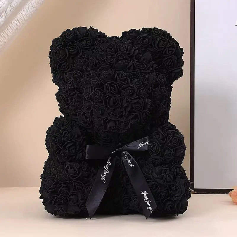 Rose Teddy Bear 25cm – Forever Rose Bear Gift for Her, With or Without Gift Box