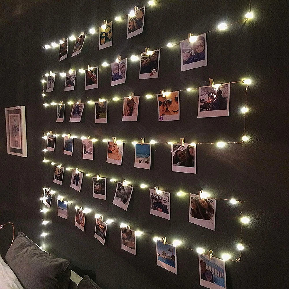 Photo Clip Fairy Lights – Warm White LED String with Clips