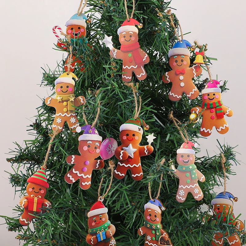 Wooden Gingerbread Man Ornaments – Christmas Tree Decorations (12 or 24 Pack)