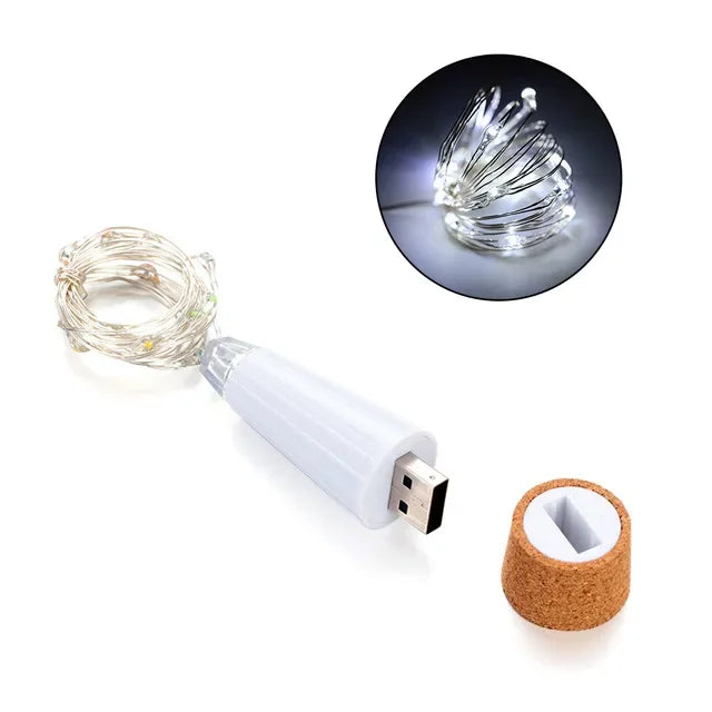Rechargeable Cork Bottle Lights – 20 LED Wine Bottle Fairy Lights