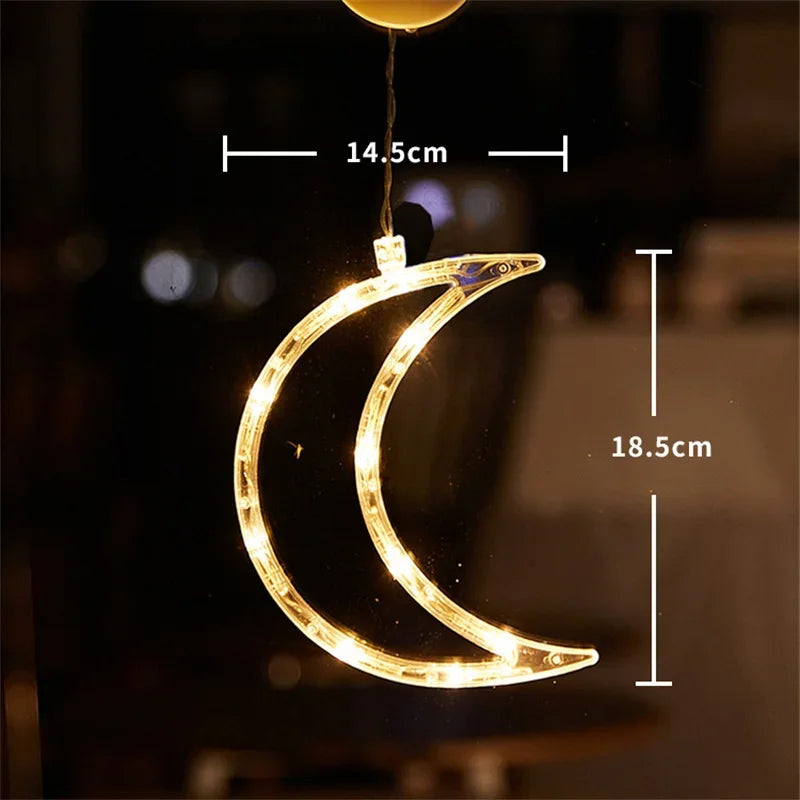 Battery LED Christmas Window Lights – Hanging Santa, Snowflake & Star Light Decorations