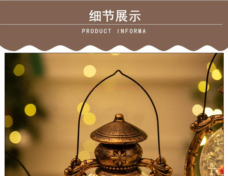 Christmas Snow Globe Lantern Music Box – Light-Up Musical Christmas Lantern, Festive Gift