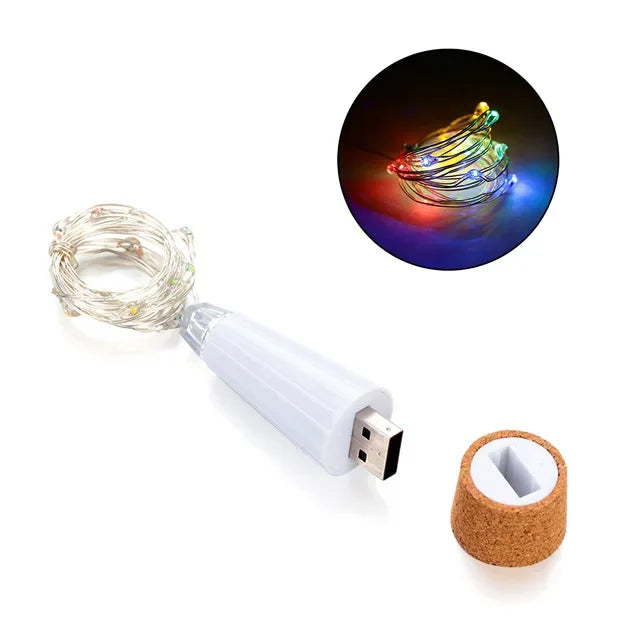 Rechargeable Cork Bottle Lights – 20 LED Wine Bottle Fairy Lights