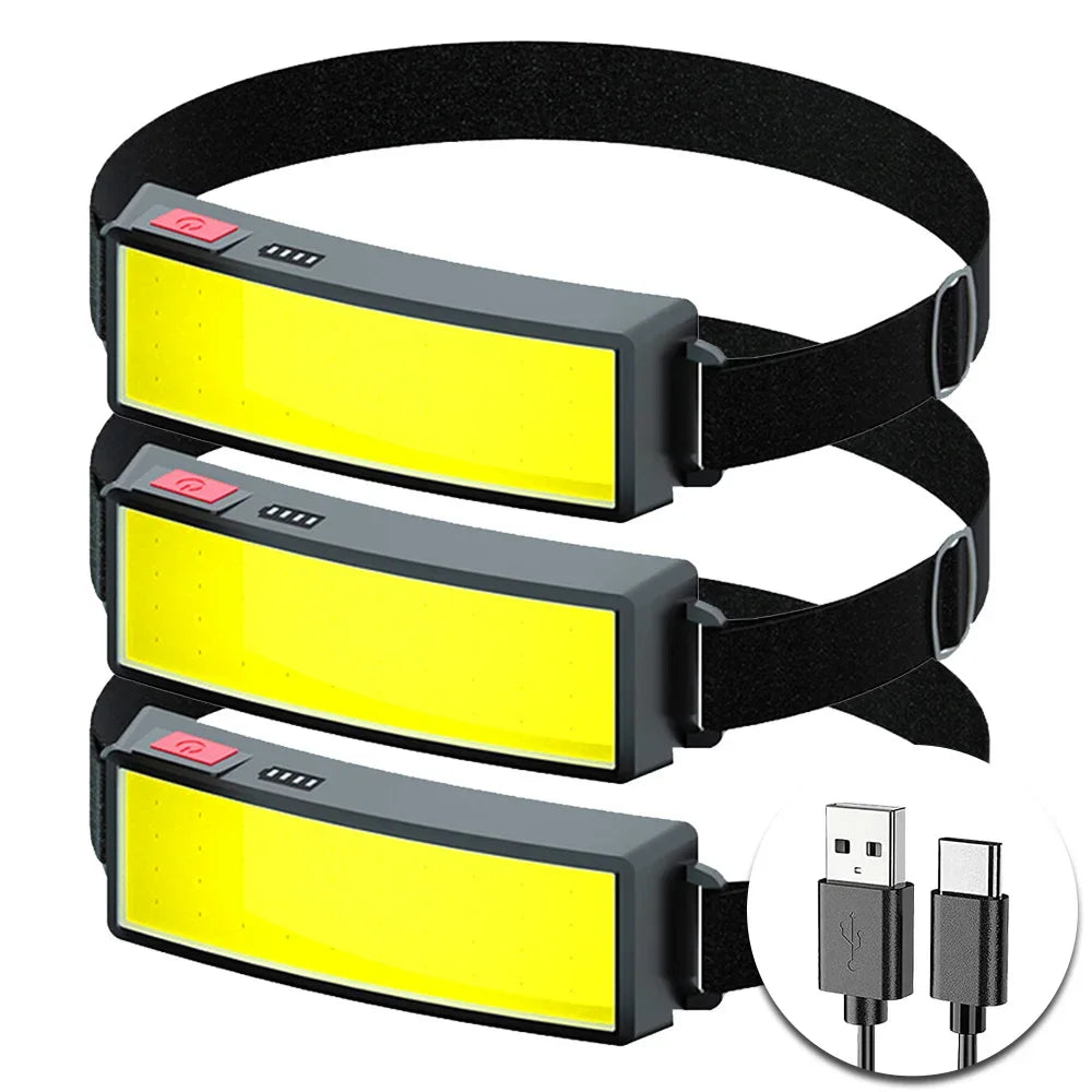 Rechargeable COB Headlamp – USB-C Head Torch for Camping & DIY