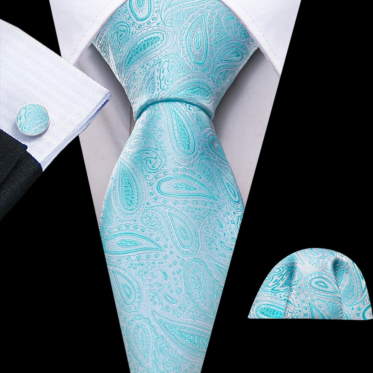 Men's Tie, Pocket Square & Cufflinks Gift Set – Jacquard