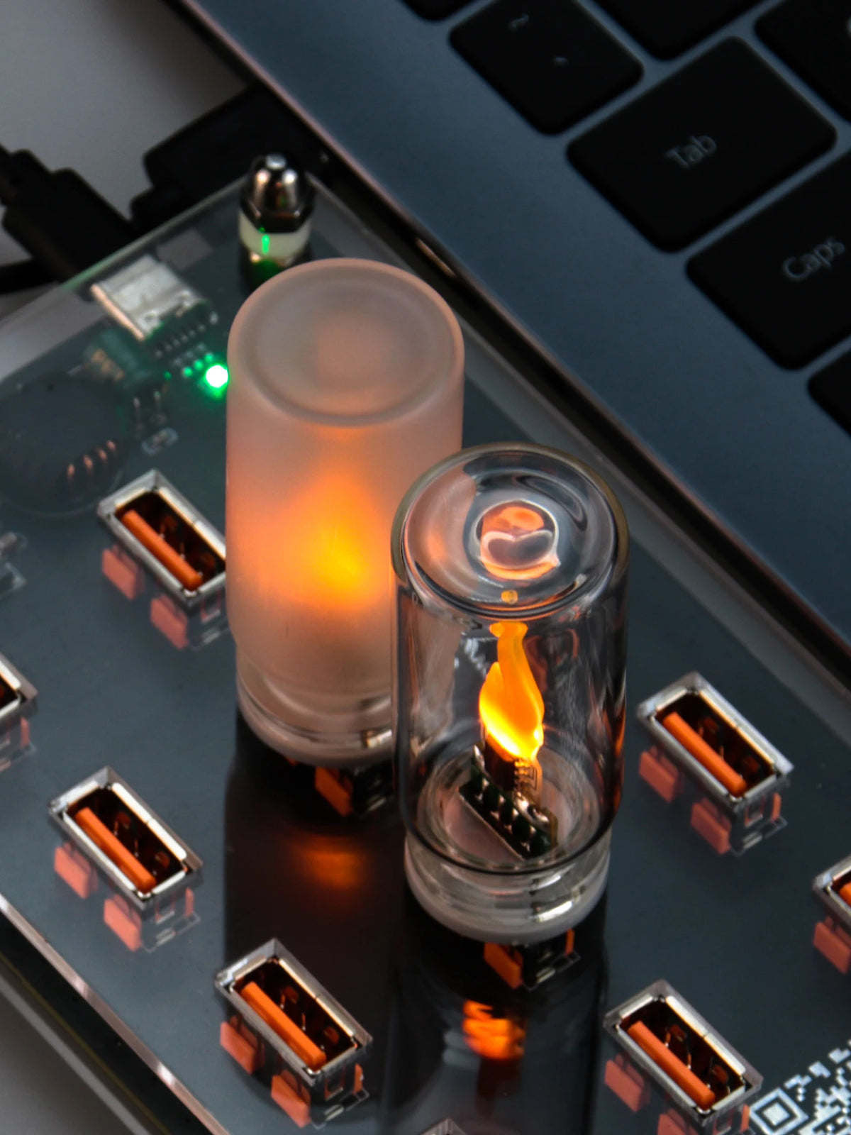 USB LED Flame Candle Light – Flickering Glass Candle Night Light