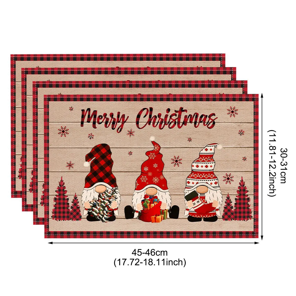 Linen Christmas Placemats – Santa & Festive Print Table Mats (1 or 4 Pack)