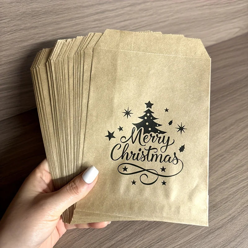 Christmas tree kraft paper treat bags