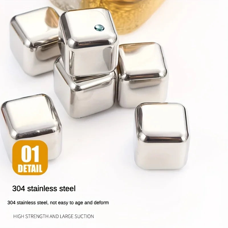 Whisky Chilling Stones Gift Set – Stainless Steel Ice Cubes in Gift Box