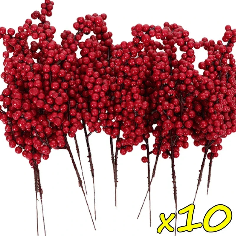 Red Holly Berry Stems – Artificial Christmas Berry Picks (1 to 50 Branches)