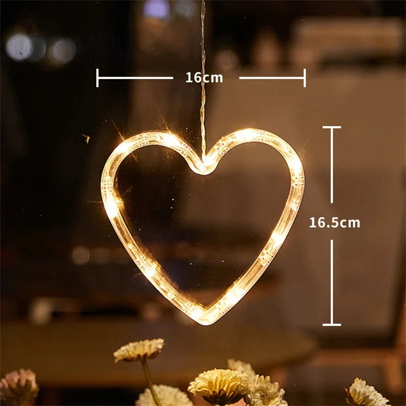 Battery LED Christmas Window Lights – Hanging Santa, Snowflake & Star Light Decorations